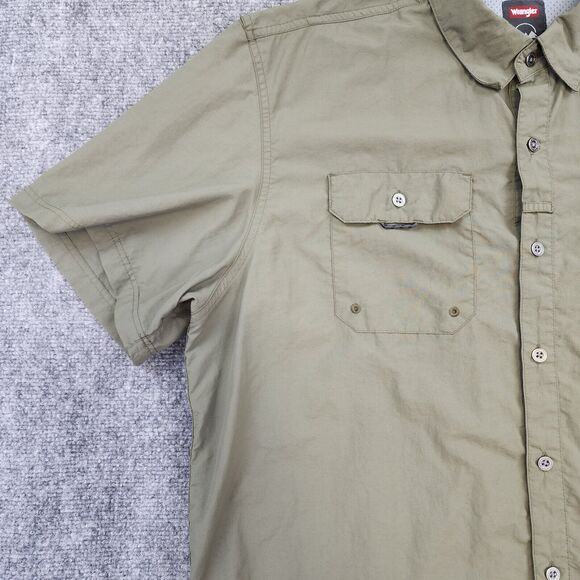 Wrangler Shirt Mens XL Green Short Sleeve Regular Fit Button Down Hiking Pockets - Picture 7 of 16